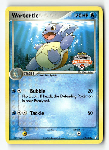 Pokemon Card Wartortle - State Championships LP 042/100