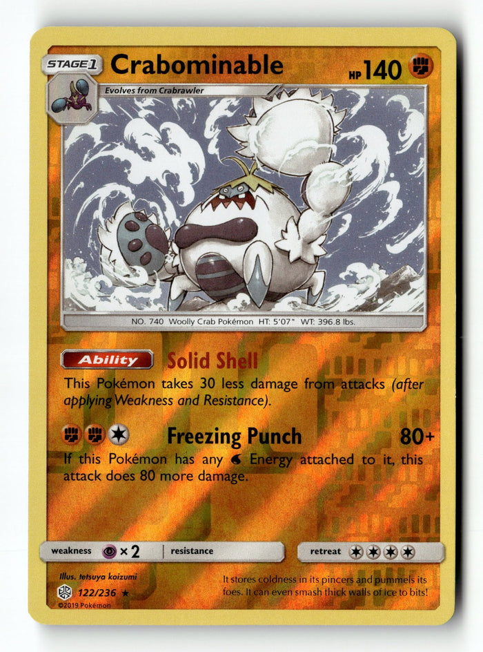 Pokemon Card Crabominable LP SM - Cosmic Eclipse Reverse Holo Rare 122/236