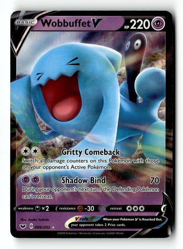 Pokemon Card Wobbuffet V Holo LP SWSH01: Sword & Shield Base Set 086/202