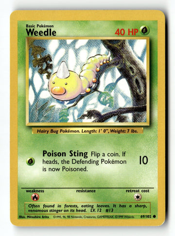 Pokemon Card Weedle LP Base Set 069/102