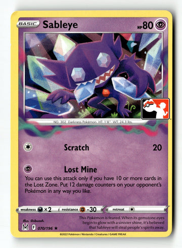 Pokemon Card Sableye LP Prize Pack Series Cards 070/196
