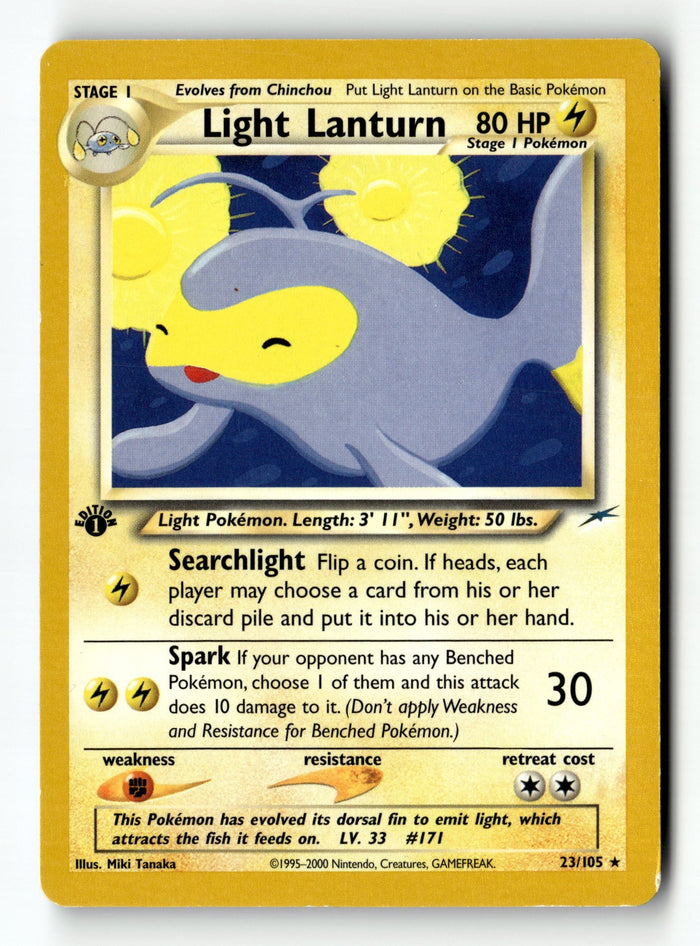 Pokemon Card Light Lanturn LP Neo Destiny 1st Edition Rare 023/105