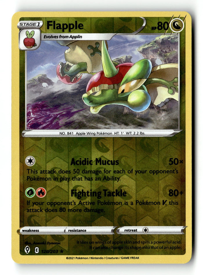 Pokemon Card Flapple LP SWSH07: Evolving Skies Reverse Holo Rare 120/203