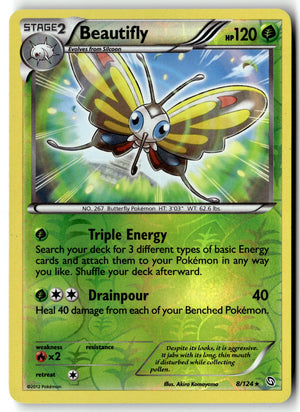 Pokemon Card Beautifly LP Dragons Exalted Reverse Holo Rare 8/124