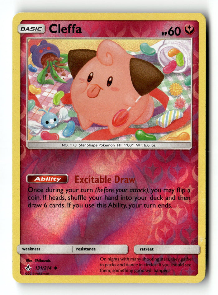Pokemon Card Cleffa LP SM - Unbroken Bonds Reverse Holo Uncommon 131/214