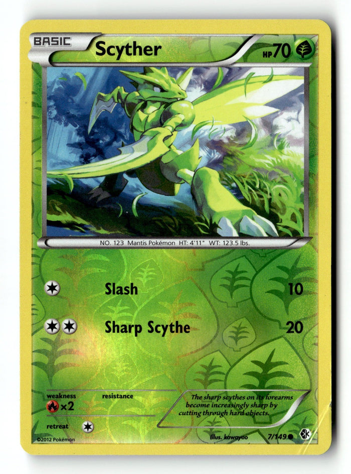 Pokemon Card Scyther Reverse Holo LP Boundaries Crossed 7/149