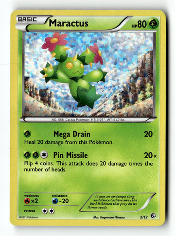 Pokemon Card Maractus - 2/12 Holo LP McDonald's Promos 2011 2/12