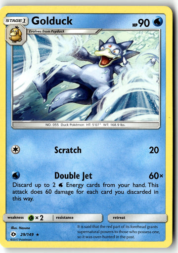 Pokemon Card Golduck LP SM Base Set Rare 29/149