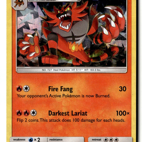 Pokemon Card Incineroar - Cracked Ice Holo LP Deck Exclusives Rare 026/149