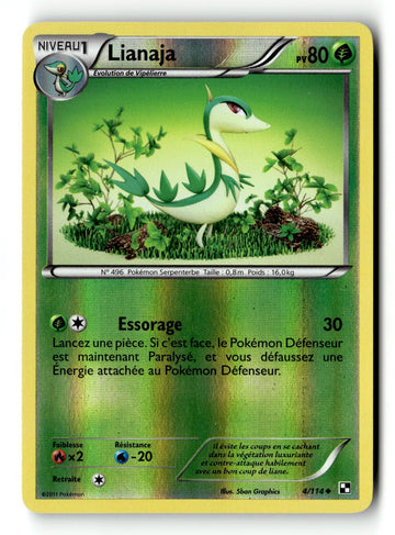 Pokemon TCG - Servine 4/114 - Black & White Base - Reverse Holo French