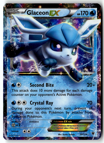 Pokemon Card Glaceon EX LP XY - Fates Collide Ultra Rare 20/124