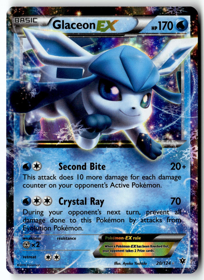 Pokemon Card Glaceon EX LP XY - Fates Collide Ultra Rare 20/124