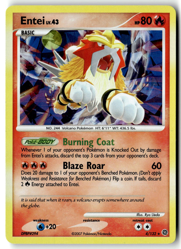 Pokemon Card Entei - 4/132 (Cracked Ice Holo) LP Promo 4/132