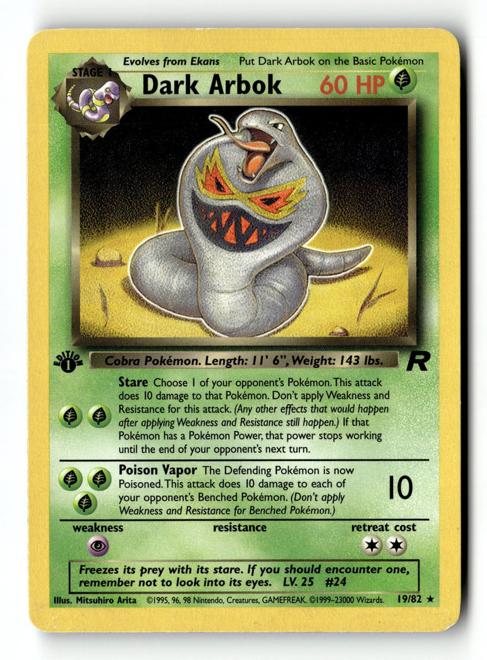 Pokemon Card Dark Arbok (19) LP Team Rocket 1st Edition Rare 19/82