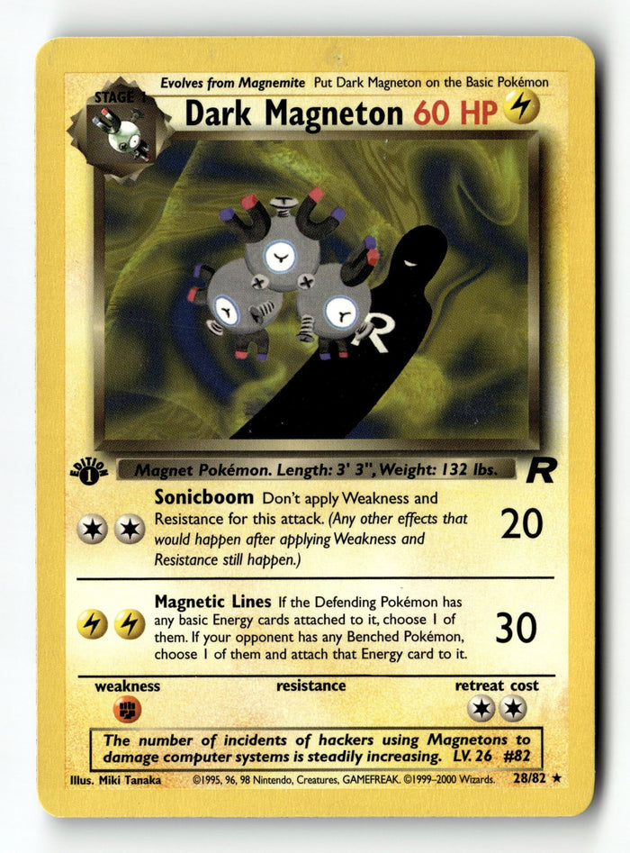 Pokemon Card Dark Magneton (28) LP Team Rocket 1st Edition Rare 28/82