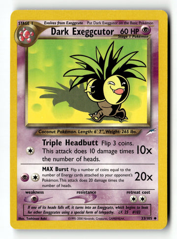 Pokemon Card Dark Exeggcutor LP Neo Destiny Uncommon 033/105