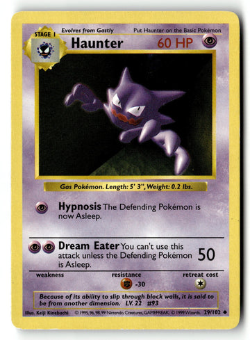 Pokemon Card Haunter LP Base Set (Shadowless) Uncommon 029/102