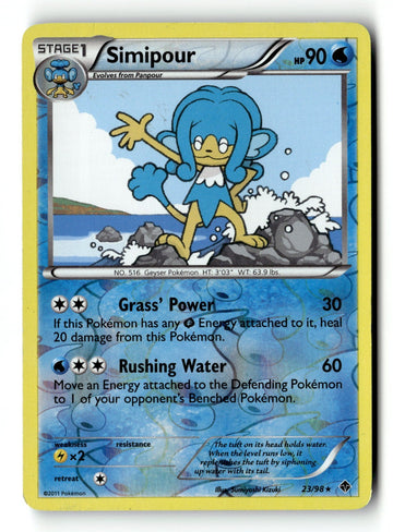 Pokemon Card Simipour Reverse Holo LP Emerging Powers 23/98