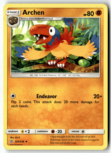 Pokemon Card Archen LP SM - Unified Minds Uncommon 120/236