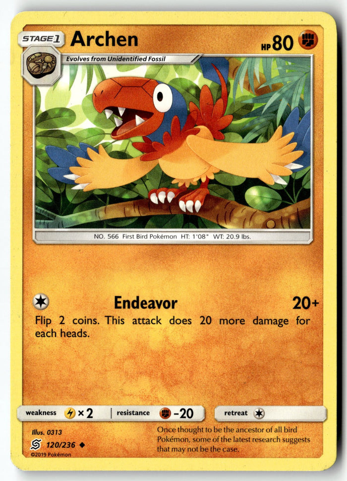 Pokemon Card Archen LP SM - Unified Minds Uncommon 120/236