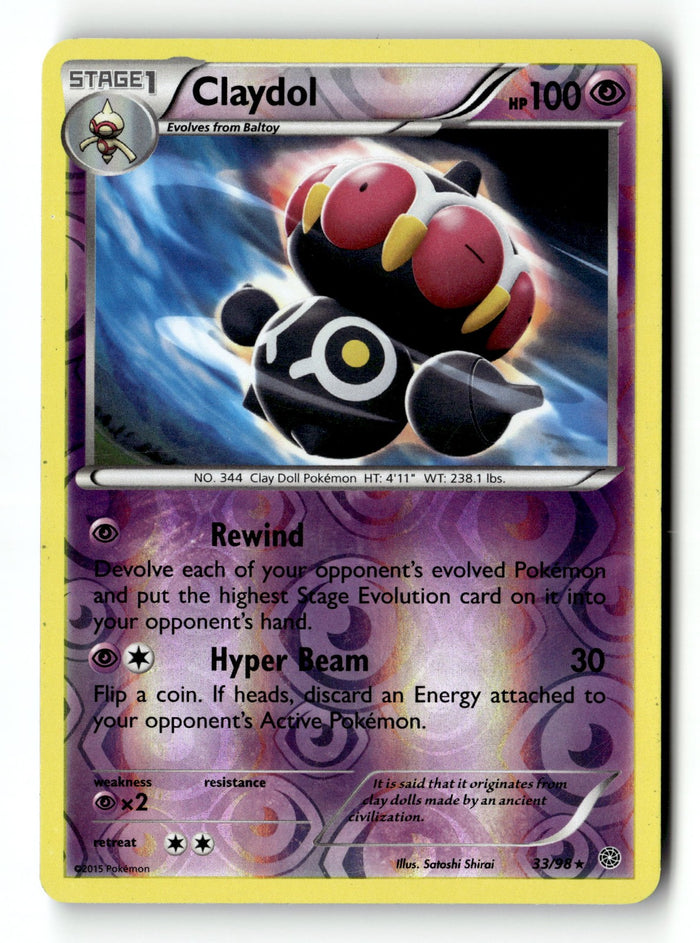 Pokemon Card Claydol LP XY - Ancient Origins Reverse Holo Rare 33/98