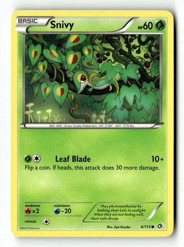 Pokemon Card Snivy LP Legendary Treasures 6/113