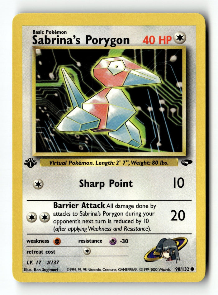 Pokemon Card Sabrina's Porygon 1st Edition LP Gym Challenge 098/132