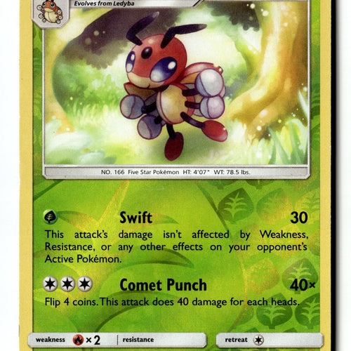 Pokemon Card Ledian LP SM - Burning Shadows Reverse Holo Rare 10/147