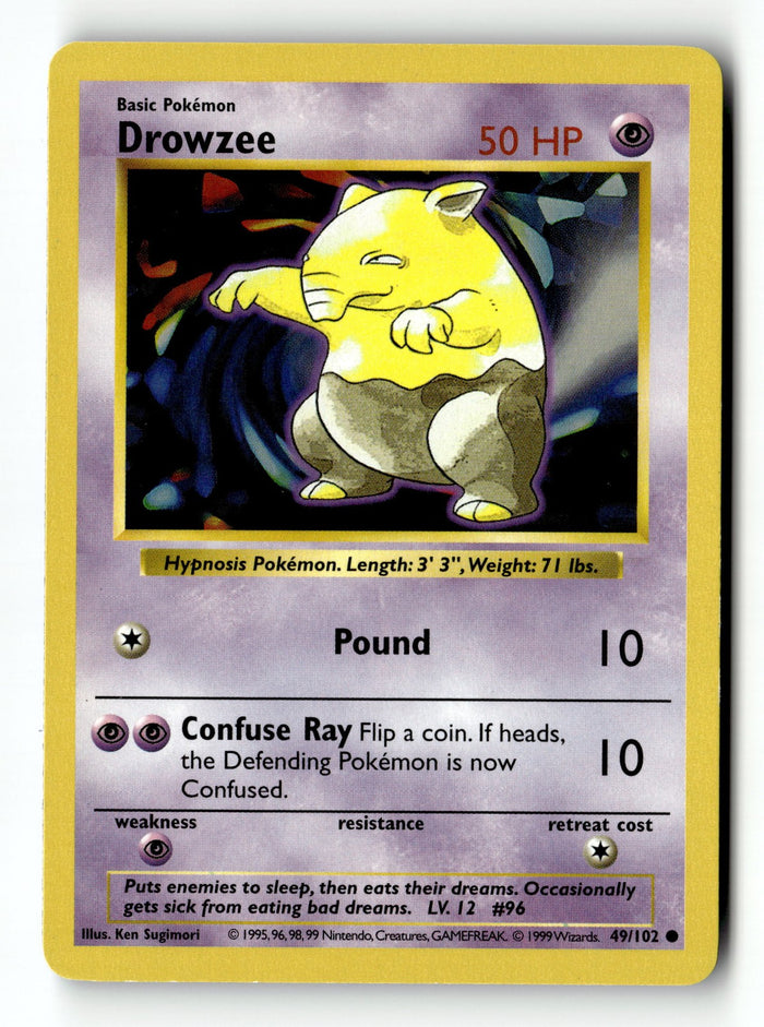 Pokemon Card Drowzee LP Base Set (Shadowless) Common 049/102