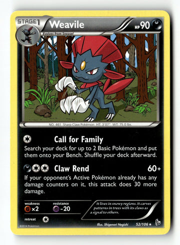 Pokemon Card Weavile LP XY - Flashfire 52/106