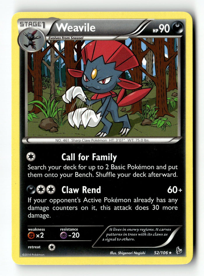 Pokemon Card Weavile LP XY - Flashfire 52/106
