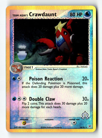 Pokemon Card Team Aqua's Crawdaunt - LP Reverse Holo 14/95