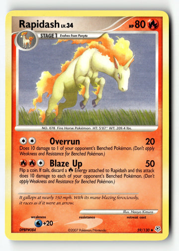Pokemon Card Rapidash Normal LP Diamond and Pearl Uncommon 59/130