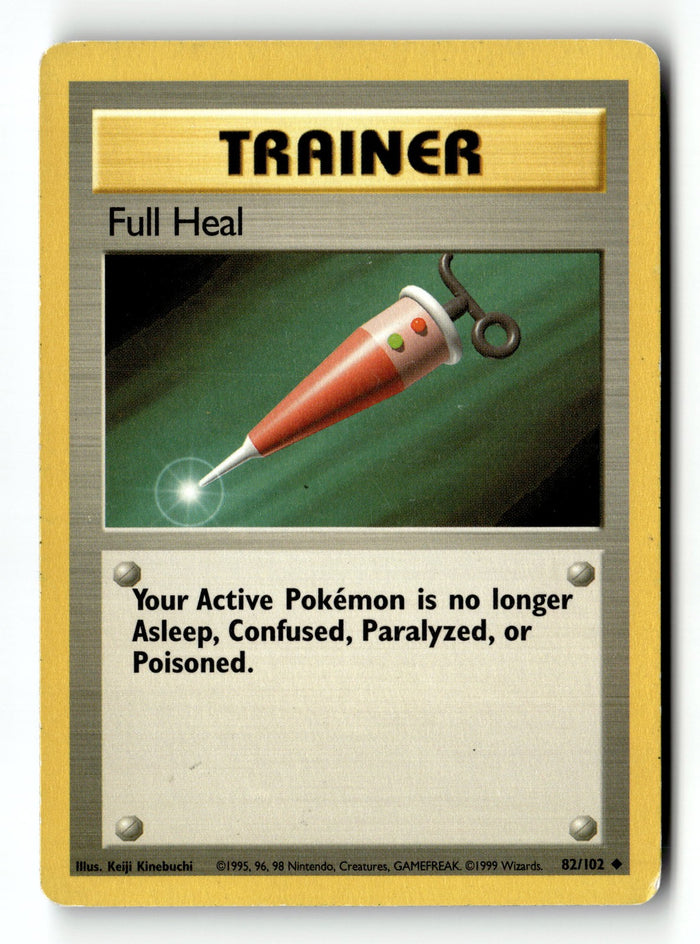 Pokemon Card Full Heal LP Base Set (Shadowless) Uncommon 082/102