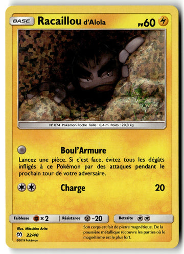 Pokemon Card Alolan Geodude LP 22/40 McDonald's 2019 FRENCH HOLO