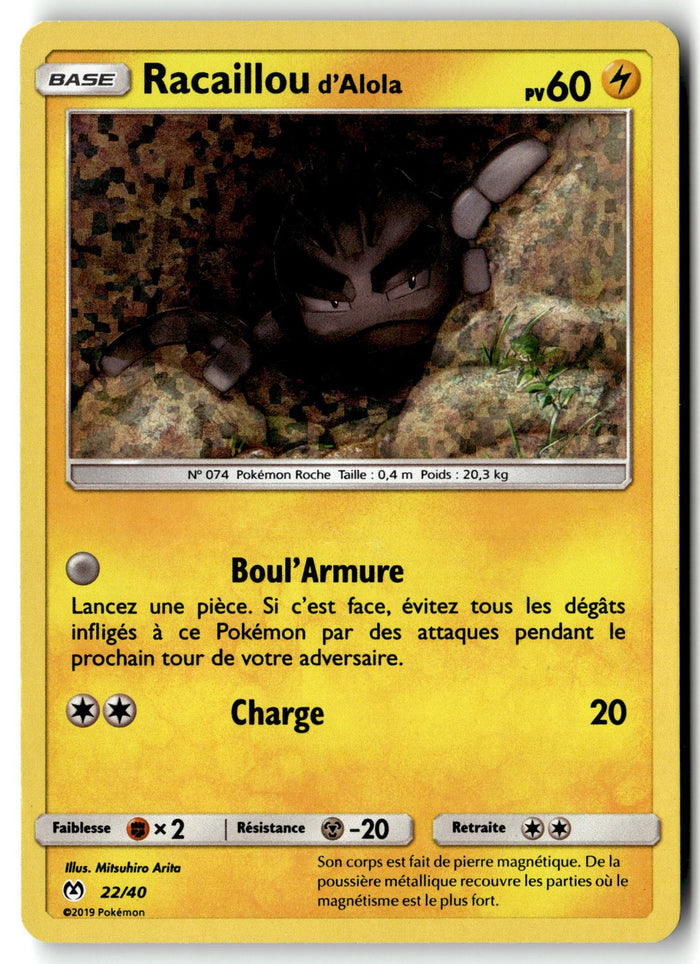 Pokemon Card Alolan Geodude LP 22/40 McDonald's 2019 FRENCH HOLO