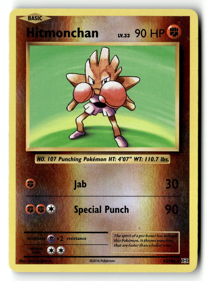 Pokemon Card Hitmonchan LP XY - Evolutions Reverse Holo  Rare 62/108