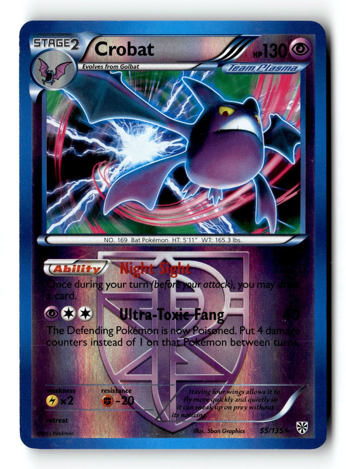 Pokemon Card Crobat (Team Plasma) LP Plasma Storm Reverse Holo Rare 55/135