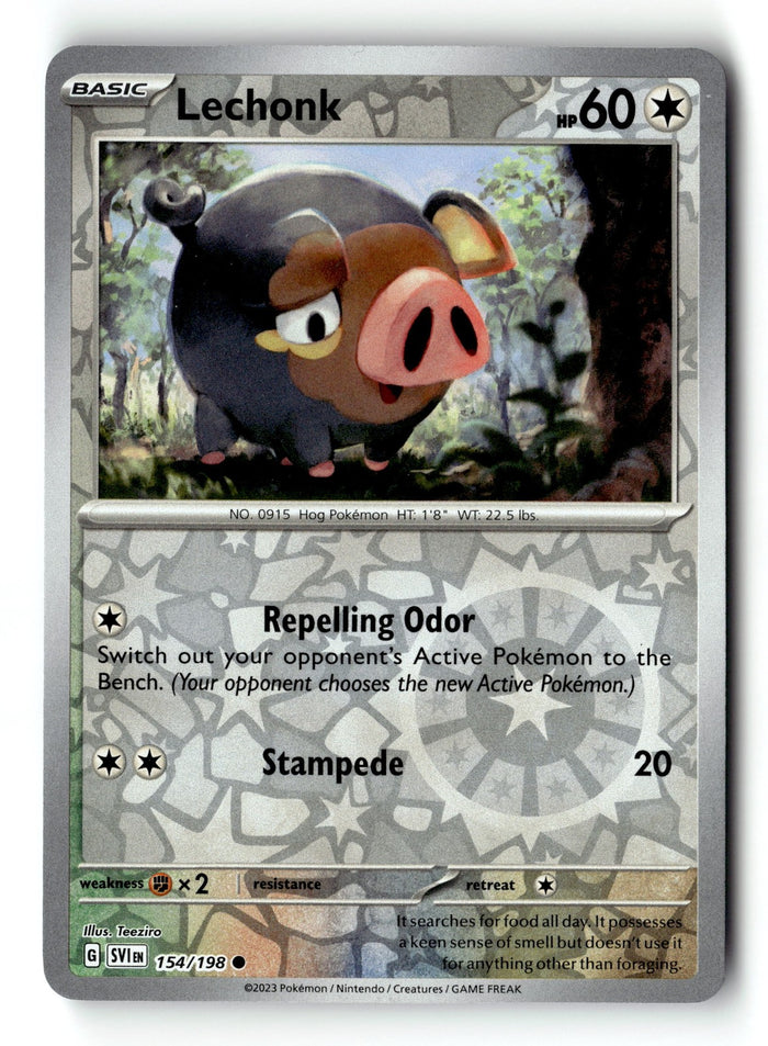 Pokemon Card Lechonk - LP Scarlet & Violet Base Set Reverse HoloCommon 154/198