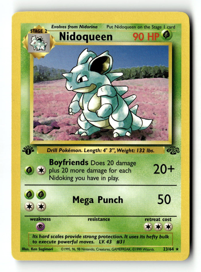 Pokemon Card Nidoqueen (23) 1st Edition LP Jungle 23/64