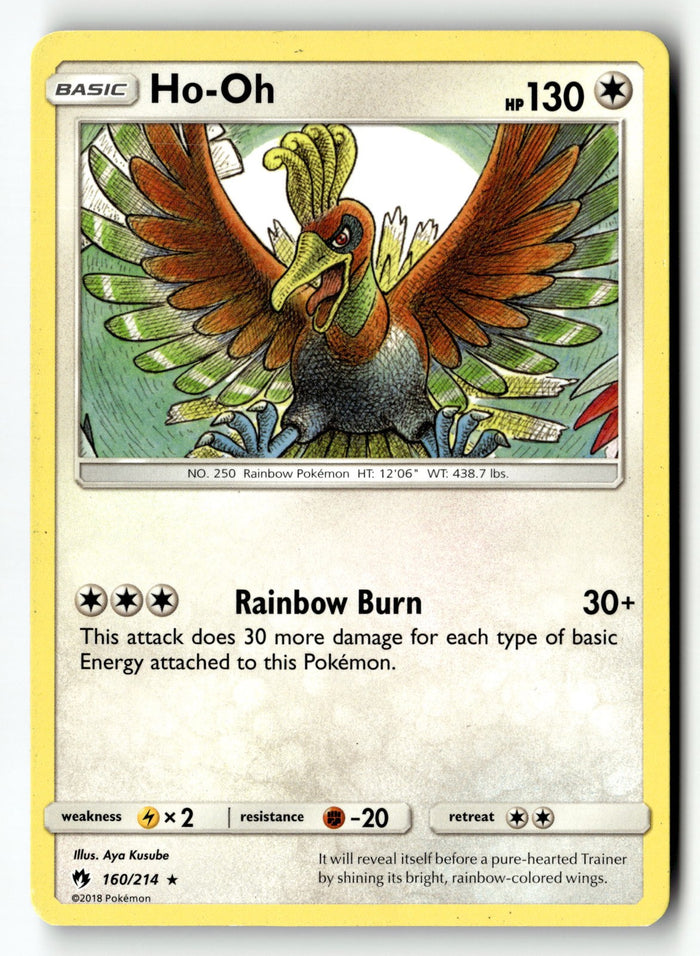 Pokemon Card Ho-Oh LP SM - Lost Thunder Rare 160/214