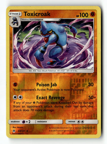 Pokemon Card Toxicroak Reverse Holo LP SM - Forbidden Light 64/131