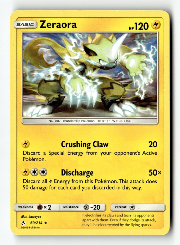 Pokemon Card Zeraora LP SM - Unbroken Bonds 60/214