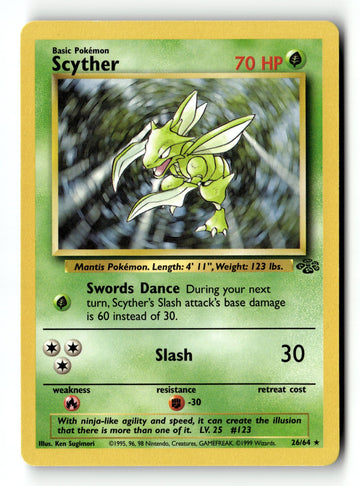 Pokemon Card Scyther (26) Unlimited LP Jungle 26/64