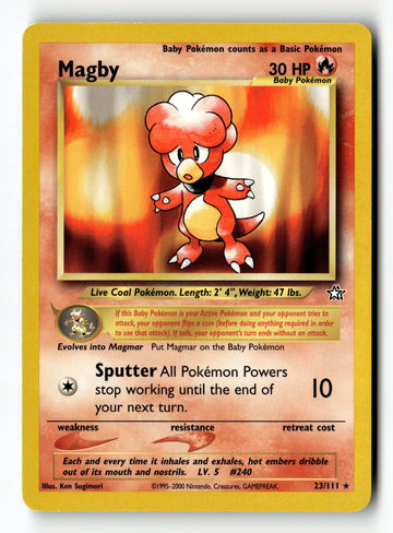 Pokemon Card Magby Unlimited LP Neo Genesis 23/111