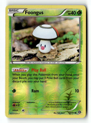 Pokemon Card Foongus LP XY - Steam Siege Reverse Holo Common 12/114