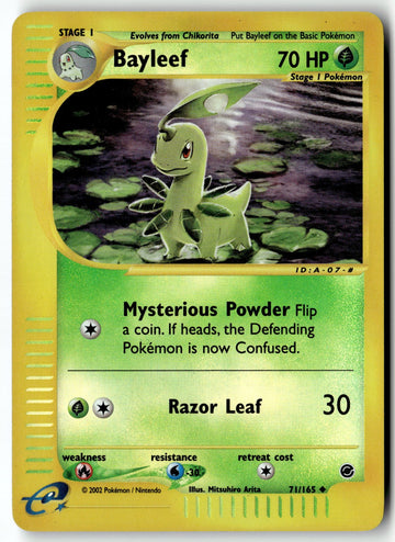 Pokemon Card Bayleef LP Expedition Uncommon Reverse Holo 71/165