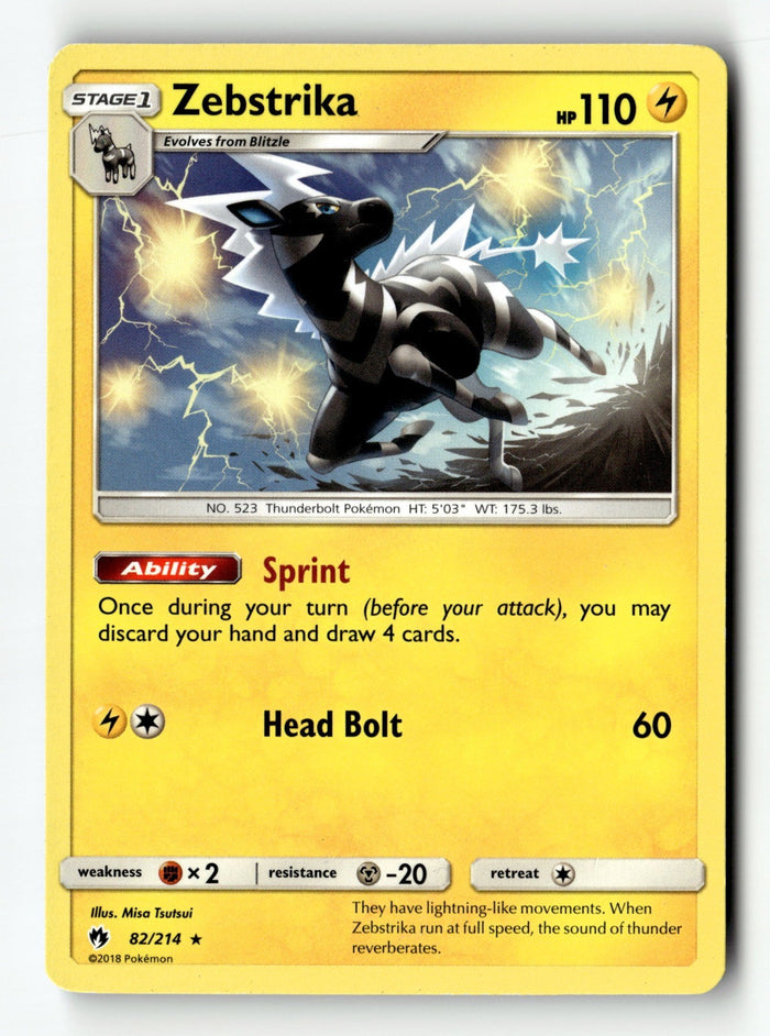 Pokemon Card Zebstrika LP SM - Lost Thunder 82/214