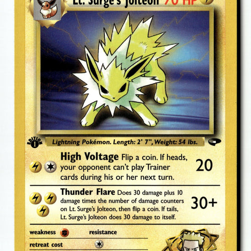Pokemon Card Lt. Surge's Jolteon LP Gym Challenge 1st Edition Rare 028/132