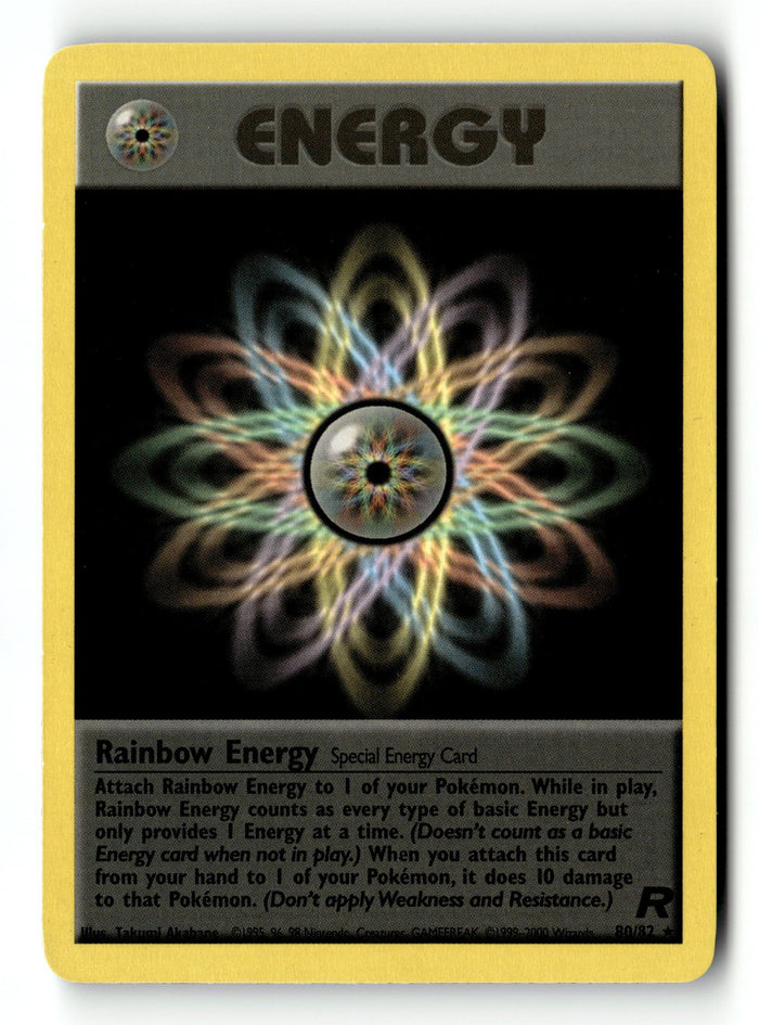 Pokemon Card Rainbow Energy Unlimited LP Team Rocket Rare 80/82